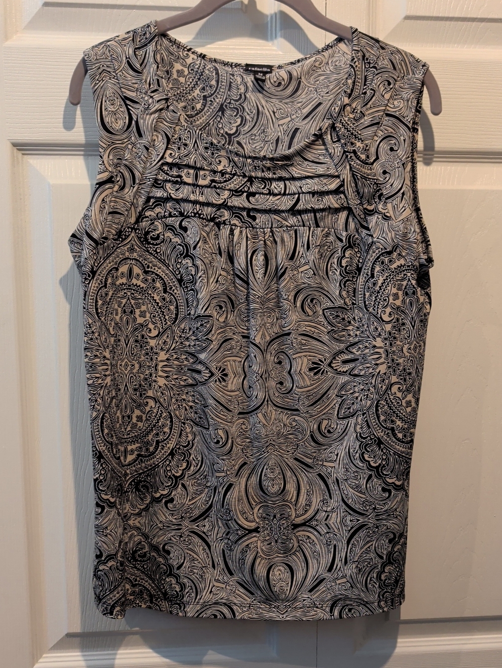 Rafaella Black and White Paisley Sleeveless Top